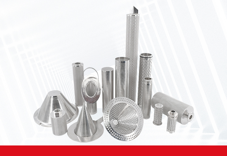 Stainless steel perforated plate mesh filter element