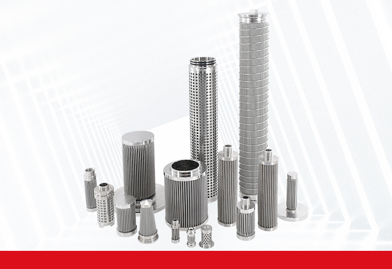 Stainless steel folded mesh filter element